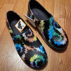 Black tie dye crocs